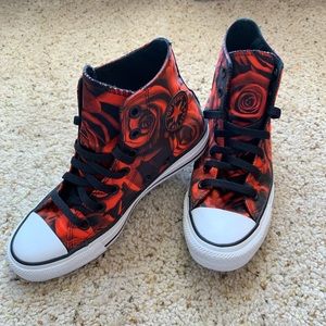 Converse Red Rose Hightop Sneakers, Women’s Size 6